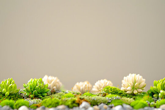 綠色苔蘚和多肉植物的簡(jiǎn)約背景