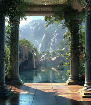 奇幻湖泊與山脈景觀
