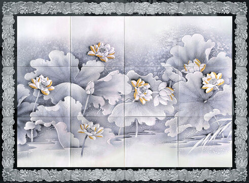 歐式工藝玻璃背景墻裝飾畫(huà)