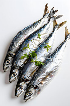 四條新鮮的鯖魚