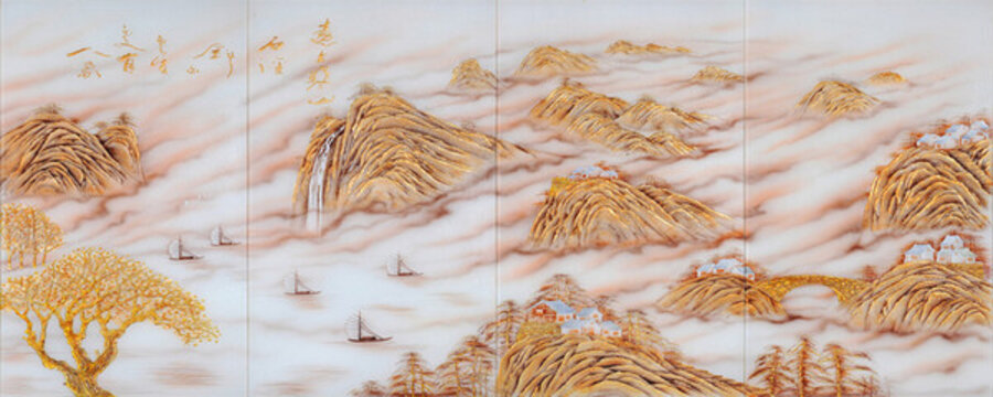 抽象工藝背景墻江山如畫