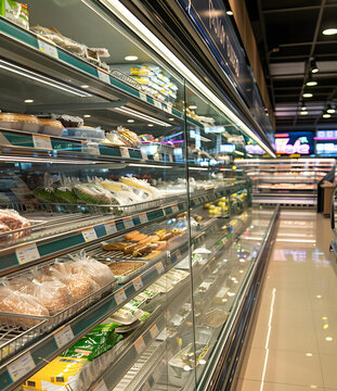 超市冷藏柜展示新鮮食品