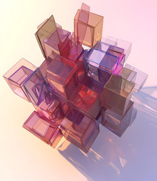 抽象彩色幾何圖形的3D渲染