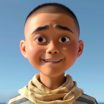 一個留著短棕發(fā)眼睛是棕色的男孩微笑著