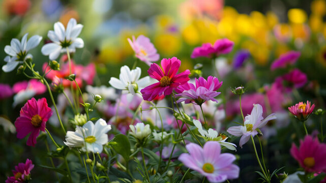 花園里盛開的五彩繽紛的宇宙花