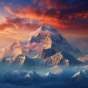 壯麗的山地景觀與生動的日落