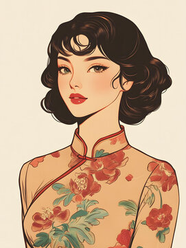 身著傳統(tǒng)旗袍的美麗女性