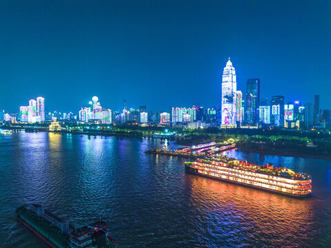 湖北省武漢市長江知音號游船夜景
