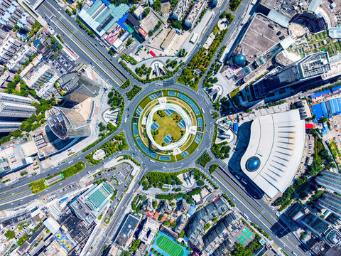 湖北省武漢市光谷廣場(chǎng)航拍