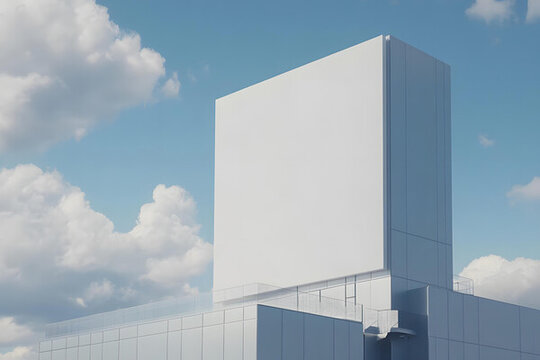 建筑物上的空白廣告牌，背景是天空