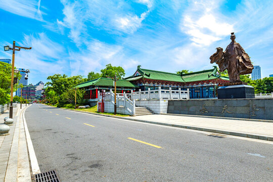南昌滕王閣王勃廣場(chǎng)城市風(fēng)光