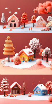 冬季童話小鎮(zhèn)雪景