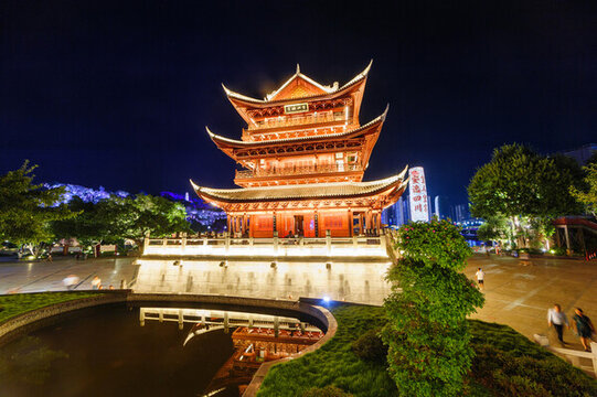 宜賓合江門夾鏡樓夜景風(fēng)光