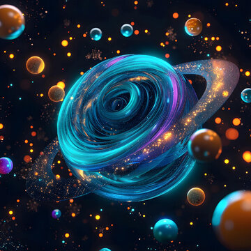 抽象霓虹星球