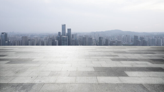 道路地面與現(xiàn)代建筑