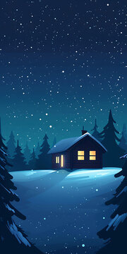 雪夜森林小屋