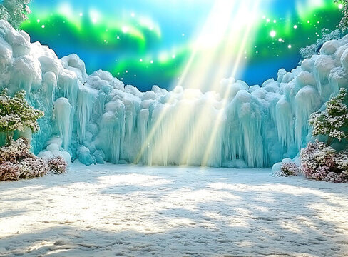 冰雪奇觀：冰瀑與極光