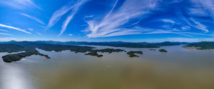 吉林松花湖秋季山水自然風(fēng)光全景