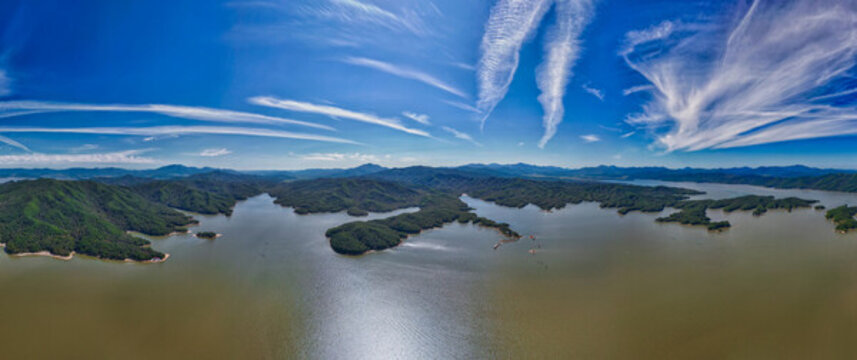 吉林松花湖秋季山水自然風(fēng)光全景