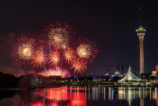 澳門南灣雅文湖畔夜景煙花