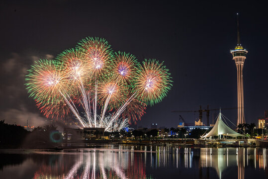 澳門南灣雅文湖畔夜景煙花
