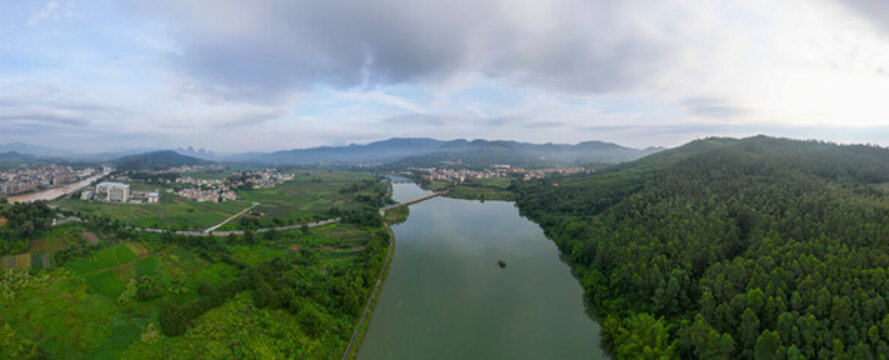 航拍韶關(guān)武江龍歸自然風(fēng)景全景