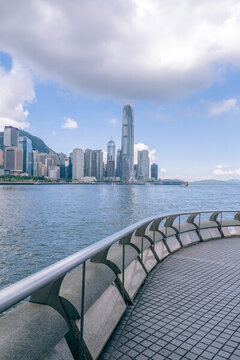 中國香港中環(huán)海濱城市天際線