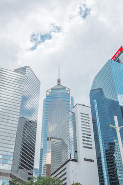 中國香港灣仔區(qū)玻璃幕墻摩天大樓