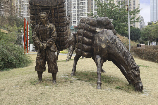 茶文化茶馬古道馬幫群雕