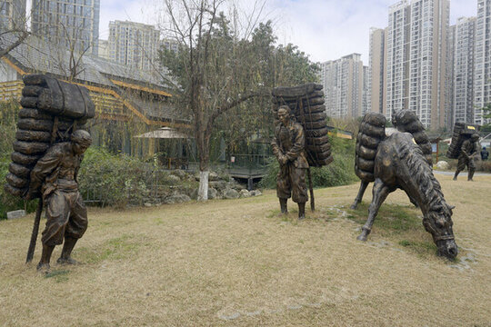 成都茶文化公園茶馬古道群雕