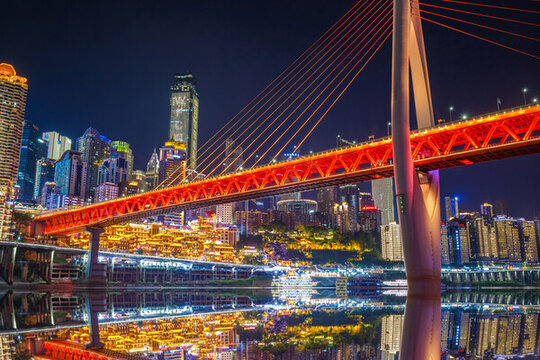 重慶洪崖洞與千廝門大橋夜景