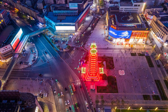 鄭州二七廣場鄭州二七塔地標(biāo)夜景