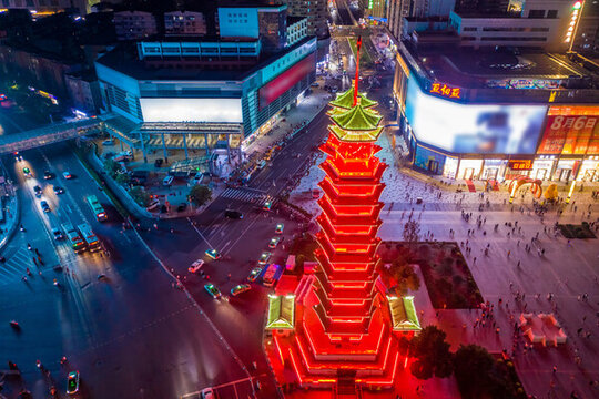 鄭州二七廣場鄭州二七塔地標(biāo)夜景