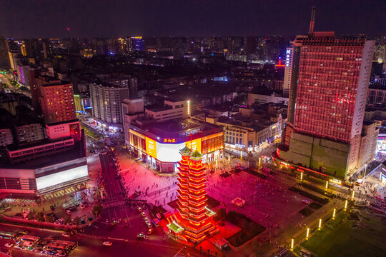 鄭州二七廣場鄭州二七塔地標(biāo)夜景