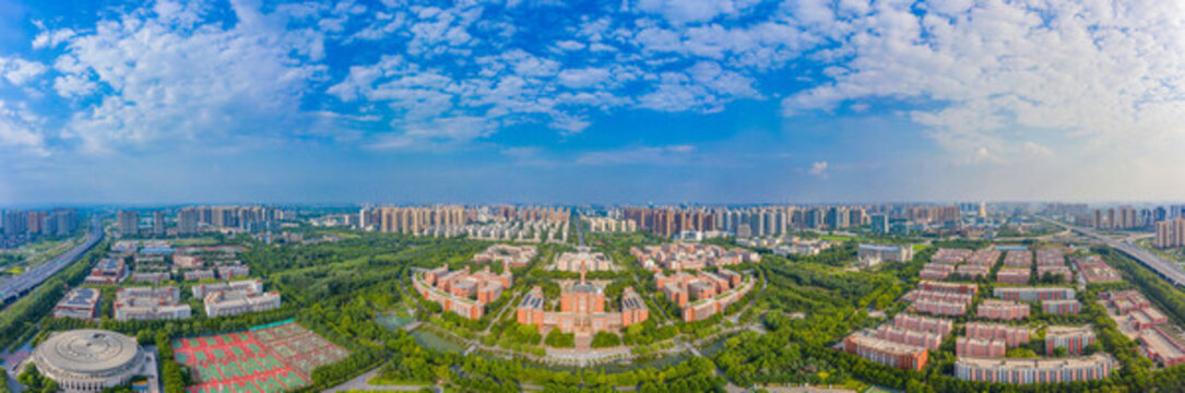 航拍大學(xué)城鄭州大學(xué)高校校園建筑