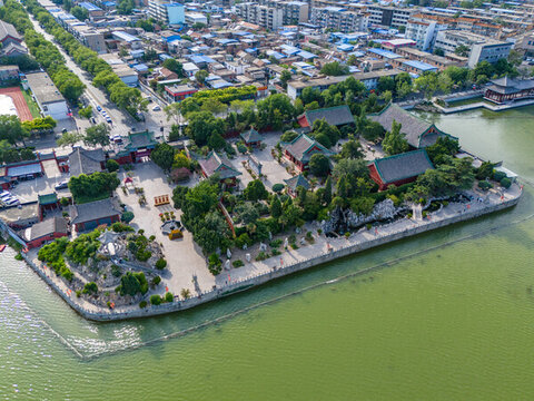 航拍河南開封包公祠景區(qū)包拯祠堂