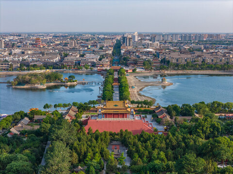 航拍開封龍亭公園宋都皇城旅游區(qū)