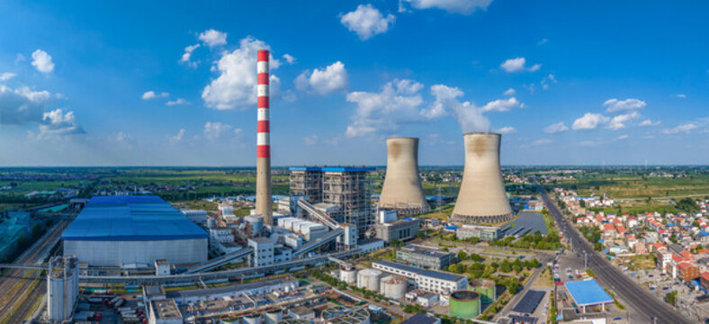 航拍河南開封火電廠熱電廠發(fā)電廠