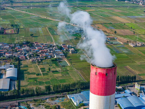 航拍河南開封火電廠熱電廠發(fā)電廠