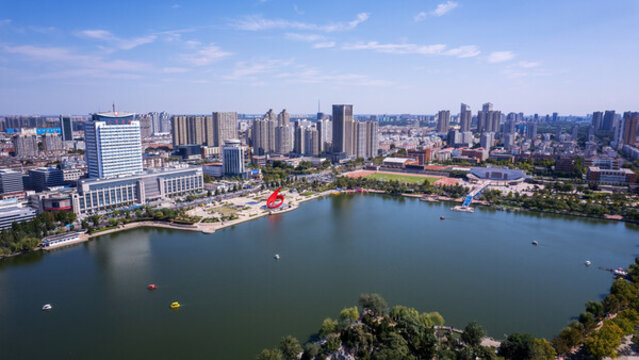 航拍德州城市全景