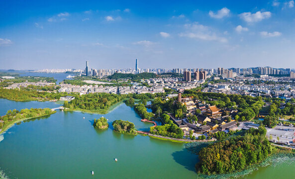 鎮(zhèn)江金山寺金山湖航拍全景