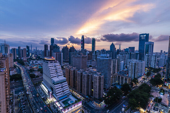 深圳城市日落景觀