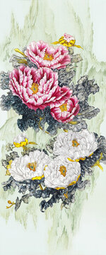牡丹花開(kāi)富貴隔斷背景圖