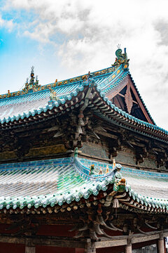 山西太原晉祠景點內(nèi)的古建筑