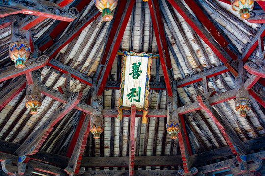 山西太原晉祠景點內(nèi)的古建筑