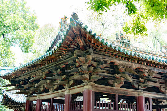 山西太原晉祠景點內(nèi)的古建筑