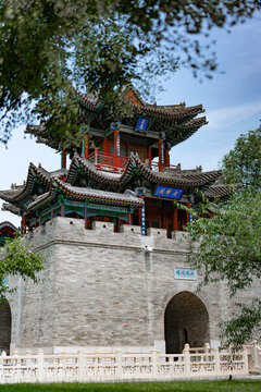 山西太原晉祠景點內(nèi)的古建筑