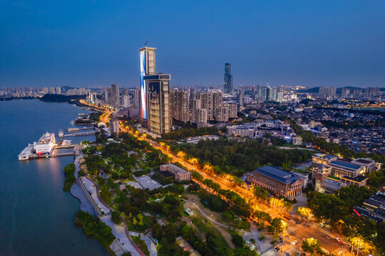 鎮(zhèn)江城市風(fēng)光夜景航拍