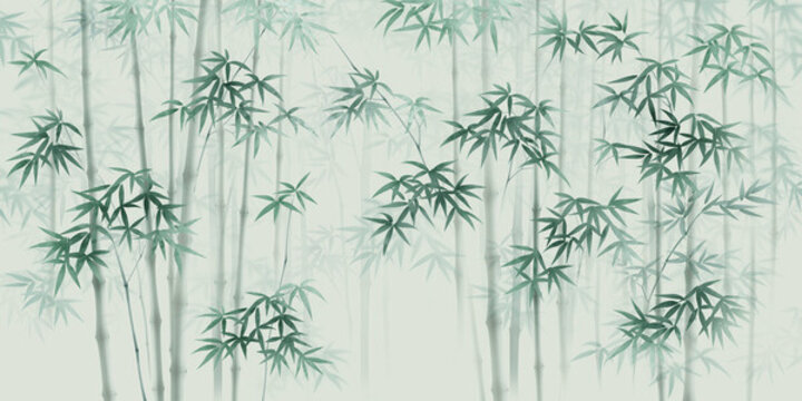 寫(xiě)意竹子背景墻