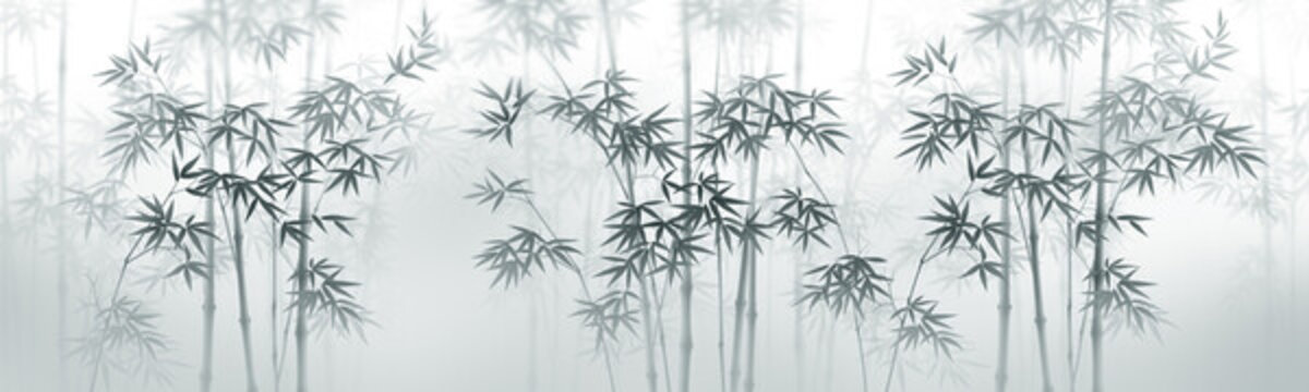 新中式巨型竹子畫背景墻